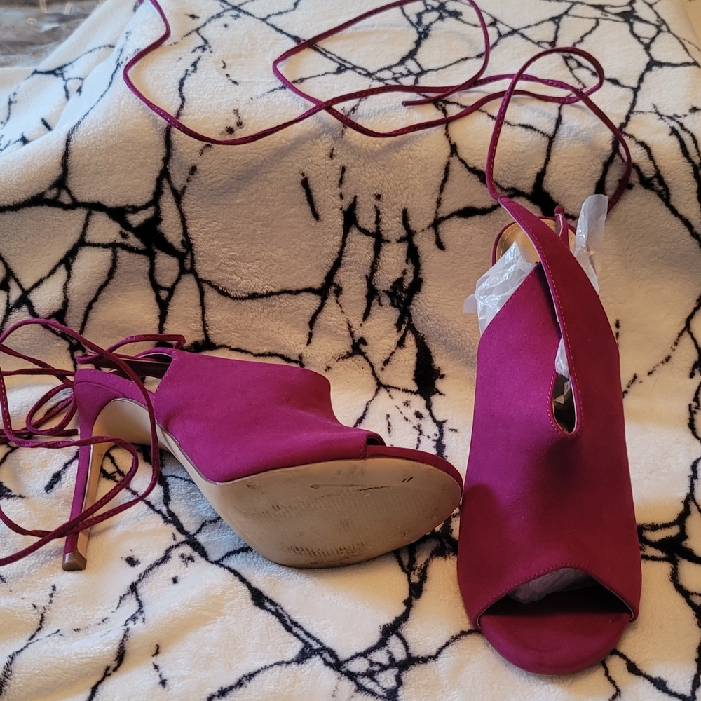 Shoe Dazzle Magenta Open-Toe Heels